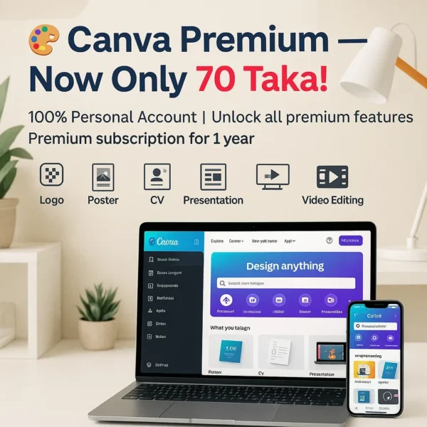 🎨 C a n v a Premium Account – এখন গ্রাফিক্স ডিজাইন আরও সহজ! মাত্র 70 টাকা!